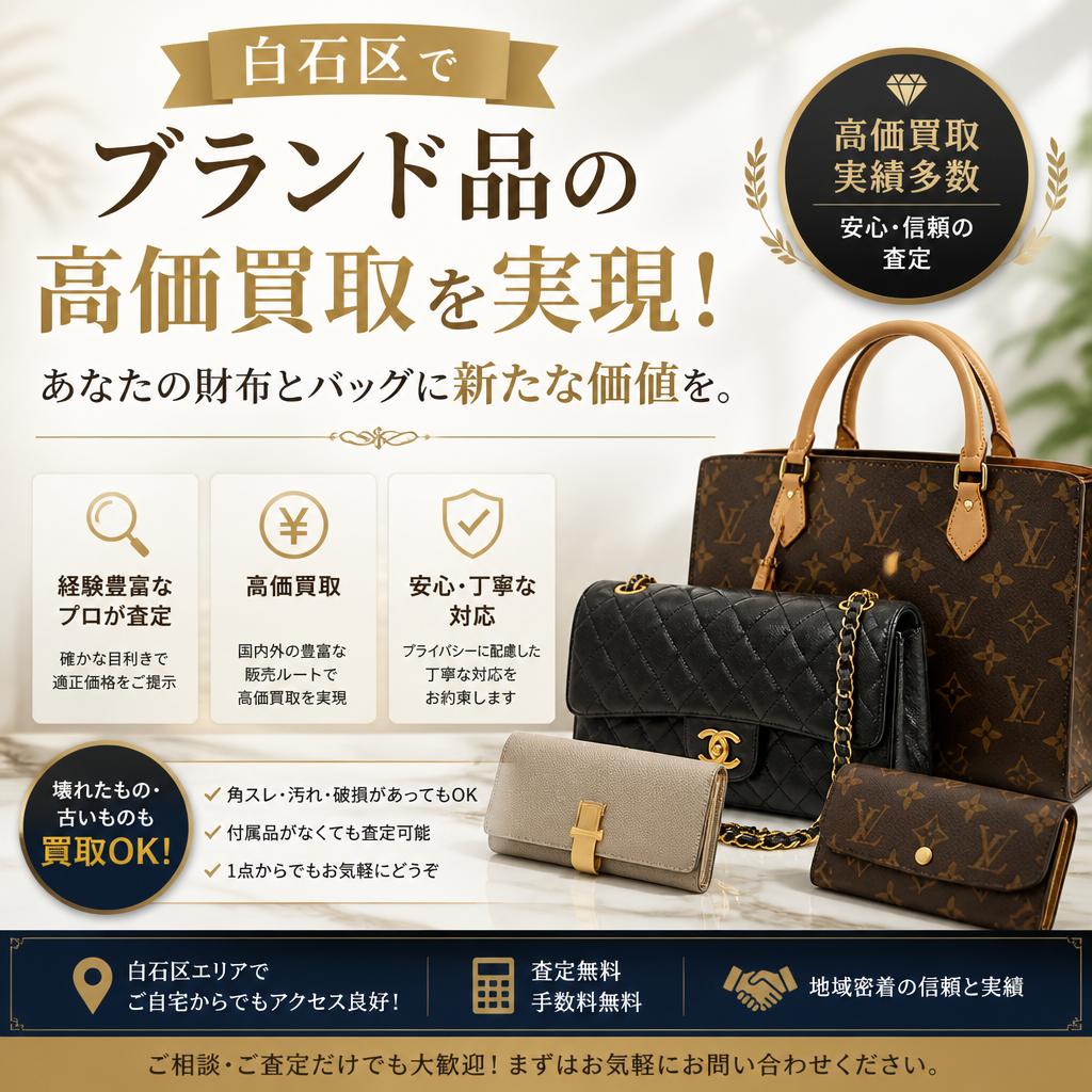 白石区でブランド品の高価買取を実現！あなたの財布とバッグに新たな価値を。
